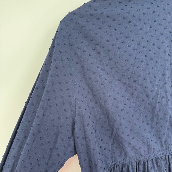 Pomander Place Tuckernuck Scarlett Top Womens Large Blue Swiss Dot Button down - Picture 9 of 10